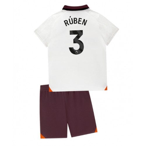 Otroški Nogometni dresi Manchester City Ruben Dias #3 Gostujoči 2023-24 Kratek Rokav (+ Kratke hlače)